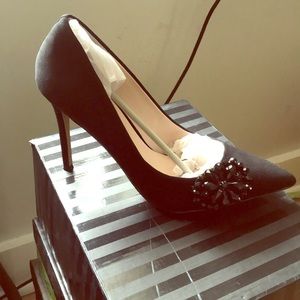 Victoria’s Secret embellished black suede heels